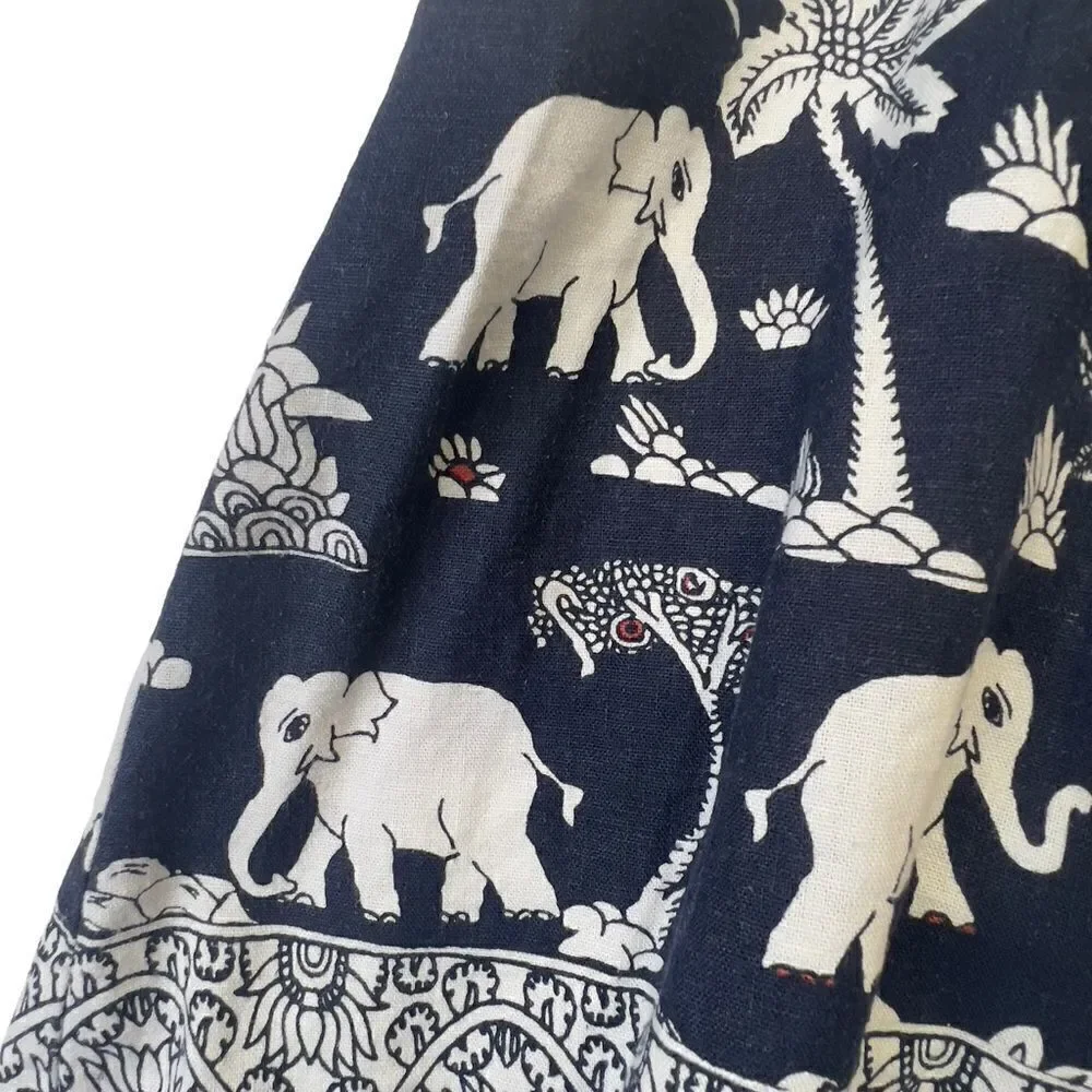 Loft linen blend  Elephant Print Skirt mp - Picture 4 of 16